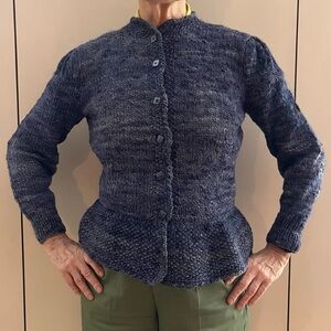 Handknit peplum cardigan sweater